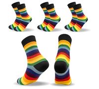 3 Pairs Rainbow Socks, Pride Striped Calf Socks Breathable Casual Fashion Colourful LGBTQ Accessories for Women Girls Men Gifts