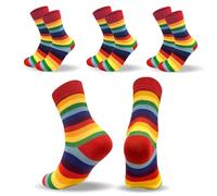 3 Pairs Rainbow Socks, Pride Striped Calf Socks Breathable Casual Fashion Colourful LGBTQ Accessories for Women Girls Men Gifts
