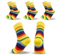 3 Pairs Rainbow Socks, Pride Striped Calf Socks Breathable Casual Fashion Colourful LGBTQ Accessories for Women Girls Men Gifts