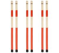 3 Pairs Red Hot Rod Drumsticks, Bamboo Drum Bundles for Low Volume Playing, Jazz, Folk, Small Venue Performances, Comfortable Grip, Quiet Sound