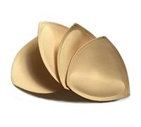 3 Pairs Removeable Push up Triangle Bra Pads Inserts,Replacement Pad for Bikinis Top Sport Bra Swimsuit for A B C Cups-Beige, Beige, Small Size