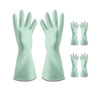 3 Pairs Reusable Cleaning Gloves, Medium Rubber Gloves, Dishwashing Gloves for Kitchen Cleaning, Household Duties (Medium, Green)