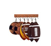 3 Pairs Set Lightweight Glitter Leather Football Earrings Multilayer Leather Football Baseball Basketball Drop Earrings for Women Girls Funny Sports Game Jewelry for Women Girls, Metal, not known