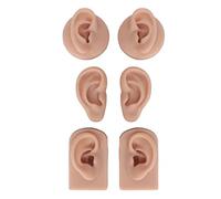 3 Pairs Silicone Ear Model, Soft Flexible Simulation Human Ear, High Realistic Practice Props for Piercing Training, Includes 3 Styles for Jewelry Display and Acupuncture Practice (Medium Skin Color)