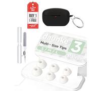 3 Pairs Silicone Earbuds for Sony WF-1000XM5，daunke Replacement Earbuds，3 Different Size (S/M/L)，soft and comfortable，for In-Ear Headphones，White,with Black Headphone Case and Round Buckle
