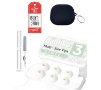 3 Pairs Silicone Earbuds for Soundcore Liberty 4 Pro by Anker,daunke Replacement Earbuds，3 Different Size (S/M/L),comfortable,for In-Ear Headphones,White,with Black Headphone Case and Round Buckle