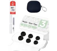 3 Pairs Silicone Earbuds for Soundcore Liberty 4 Pro by Anker，daunke Replacement Earbuds，3 Different Size (S/M/L)，comfortable，for In-Ear Headphones，Black,with Black Headphone Case and Round Buckle