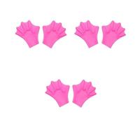3 Pairs Silicone Webbed Swim Gloves Pink Water Resistance Training | Flexible Fit, Opening Palm Shape Retention, Stronger Strokes during Swimming, Aquatic Fitness and Diving Practice