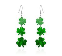 3 Pairs St Patrick's Day Earrings for Women, Green Shamrock Clover Earrings Irish Hat Shamrock Stud Earrings Lightweight St. Patrick's Day Jewelry Lucky Acrylic Earrings Jewelry, M, Acrylic, No