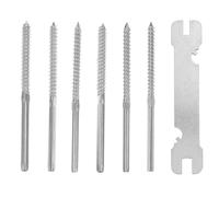 3 Pairs Stainless Steel Left and Right Thread Swage Lag Screws | Wood Posts, Deck Builders and Carpenters, DIY Indoor Railing Projects, Silver Finish