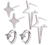 3 Pairs Star Earrings for Women, 3 Design Y2K Earrings Set Star Stud Hoop Jewellery Grunge Goth Punk Rock Decoration Accessories for Women Birthday Daily Wearing Party Date Gift