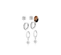 3 Pairs Sterling Silver Earrings Set for Women 925 Hoop Stud Earring Hypoallergenic CZ Flower Sunshine Jewelry Gifts