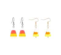3 Pairs Thanksgiving Fall Handmade Pumpkin Pie Candy Cheese Earrings Unique Polymer Clay Candy Food Triangle Dangle Drop Earrings for Women Pastoral Style Autumn Party Jewelry Gifts, M, Zinc, No