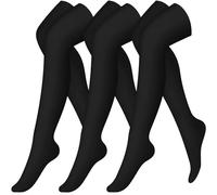 3 Pairs Thigh High Compression Socks For Women & Men Circulation Over The Knee High Stocking Is For Running Flight Travel Supporting Black Ankle Socks Womens 4-7 (Black, A)