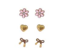 3 Pairs Tiny Heart Flower Stud Earrings Hypoallergenic Piercing Surgical Stainless Steel Set for Women Cute Love Bowknot Pink Daisy Cartilage 20g Studs Tragus Screw Back
