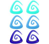 3 Pairs Triangle 8 mm(0 G) Acrylic Spiral Snail Tapers Plugs Tunnel Ear Stretcher Expander Gauges Stretching Swirl Ears Tunnels Set Twist Plug Body Piercing Jewelry Women Cyan/Blue/Dark Blue