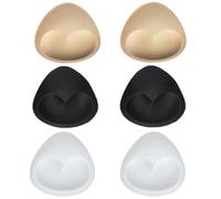 3 Pairs Triangle Bra Pad Insert Breathable Push Up Bikini Inserts Soft Bra Replace Inserts Removable Sports Bra Padding Insert for Women Girls (White/Black/Nude)
