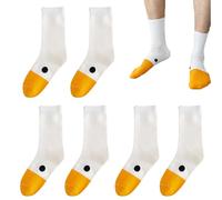 3 Pairs Unisex Summer Duck Socks - Long White Cartoon Patterned Short Socks for Fun and Style, Crew Socks Gifts for Women Men Boys Girls Costume Party