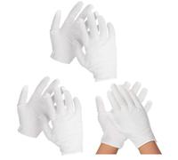 3 Pairs White 100% Cotton Gloves, Thickened Stretchable Moisturising Gloves for Dry Hands Eczema, Soft and Resuable Safety Works Glove for Guard, Parade, Jewellery, Film Photo, Coin Inspection