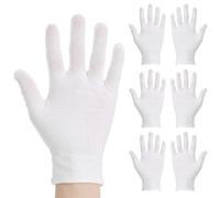 3 Pairs White Cotton Gloves for Dry Hands, Eczema Overnight Hydration Gloves for Sleeping Spa, Full-Finger Moisturizing Glove for Women & Men, Size L