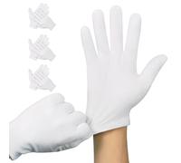 3 Pairs White Cotton Gloves, Premium Cotton Gloves for Dry Hands Sleeping, White Gloves for Moisturizing Hands Women and Men, Cloth Gloves for Eczema, Spa Glove for Lotion Overnight by Htaexpu