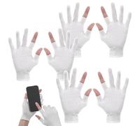 3 Pairs White Cotton Moisturizing Gloves, Touchscreen-Friendly Gloves, Fingerless Glove for Fishing, Sport, Running, Biking, Driving, Golf, Garden, Rowing and Billiards (2 Open Fingertips Per Glove)