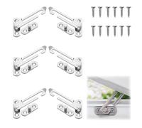 3 Pairs Window Restrictor, Window Safety Restrictors, Stainless Steel Window Limit Valve with Screws, Left and Right Hand Window Limit Switches, Suitable for Home Offices (Silver)