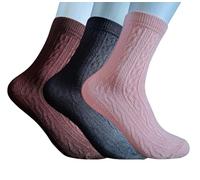 3 Pairs Winter Wool Cashmere Socks UK 4-8 (Black, Brown, Pink)
