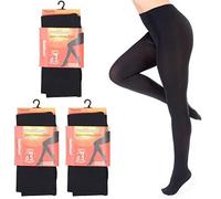 3 Pairs Womens HeatGuard Thermal Tights Black 140 Denier 0.5 TOG Warm Winter Accessory - Medium