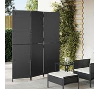 3-Panel Black Poly Rattan Room Divider, Foldable Privacy Screen for Indoor Outdoor Use, 147 x 180 cm, Freestanding Partition, Weather-Resistant Home Decor