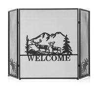 3-Panel Fireplace Folding Spark Guard Screen Decorative Mesh Fireplace Barrier