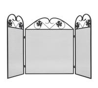 3-panel Fireplace Screen Iron Black Security Panel Guard Cover vidaXL