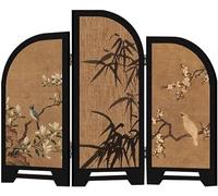 3-Panel Foldable Desktop Divider, Small Screen Divider, Botanical Bird Art Privacy Screen, Handcrafted Decor(45 * 35cm)