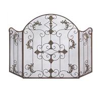 3-Panel Folding Fire Screen, 130x80cm Wrought Iron Spark Guard for Charcoal, Wood, & Gas Fireplaces - Stylish Flame Protection & Safety Decor