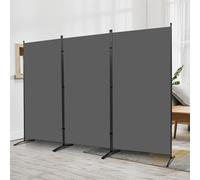 3 Panel Folding Room Divider, 102" Wx71.3 H Portable Wall Divider, Grey