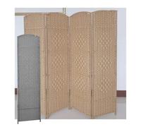 3 Panel Folding Room DividerRattan Woven Privacy Screen Freestanding Partition Wall No Assembly Required Yellow Color 59x15.75in (Set of 3)
