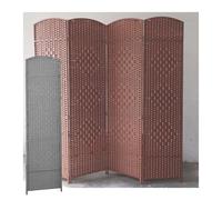 3-Panel Folding, Wooden Woven Room Divider, Freestanding Partition, No Assembly Required, Brown Color, Size: 31.5x15.75in - Ideal for Home Decor & Space Separation