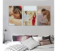 3 Panel Framed Personalized Custom Canvas Prints with Your Photos, Print Your Pictures Photos on Canvas, Customised Gifts for Family, Wedding, Friends, Pets, Home Decoration (3PCS 8”X12”(20X30cm))