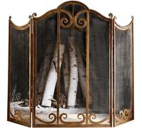 3 Panel Gold Wrought Iron Fireplace Screen