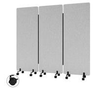3 Panel Office Partition Wall,Sound Proof Portable Wall Divider with Wheels | 184 x 167 cm Room Dividers, Office Mobile Cubicle Wall for Sound Proofing Reducing for Temporary Wall Space Separation