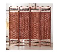 3 Panel Rattan Room Divider - Wooden Folding, Double Hinged Freestanding Partition for Balcony, Garden, Office - Brown, 19.6x11.8in (Set of 3)