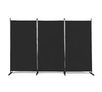 3 Panel Room Divider, 6FT Movable Room Dividers Free Standing, Portable Folding Privacy Screen Wall Room Partition Separator for Room Separator, Freestanding Fabric Wall Dividers (Black, 3-Panel)
