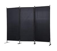 3 Panel Room Divider, 7 FT Folding Privacy Screen, Foldable Freestanding Screens, Movable Paravent Partition Separator for School, Bedroom, Living Room, Office, Garden (223 x 184cm, Black)