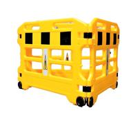 3 Panel Safety Barrier Expandable Elevator Maintenance & Restricted Areas | Foldable, Portable Lift Guard with High-Visibility Caution Signs | Durable PVC Frame, Yellow/Black