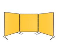 3 Panel Welding Screen with Frame - 1.8x1.8m (6x6 ft) Mobile Welding Curtain, Heavy Duty Flame Retardant PVC Vinyl Safety Screen with Lockable Swivel Wheels for Workshop, Garage