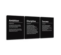 3 Panels Ambition Discipline Success Motivational Canvas Office Print Wall Art Inspirational Entrepreneur Quotes Poster Painting Modern Inspiring Artwork for Home Living Room Decor (12"x16"x3pcs)