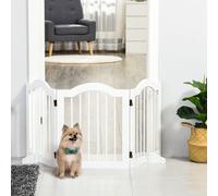 3 Panels Dog Gate w/ Support Feet Fence Safety Barrier Freestanding Wood PawHut White One Size