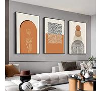 3 Panels Framed Abstract Canvas Wall Art Boho Style for Living Room Bedroom Office Decor 16" X 24" X 3 pieces