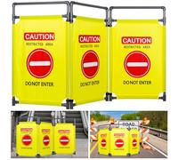 3 Panels Safety Barricade Heavy Duty PVC Frame 5.8FT Foldable Security Sign Barrier Gate High Visibility Caution Symbol Crowd Control Restricted Area Pedestrian Barricade DO NOT Enter(Yellow)