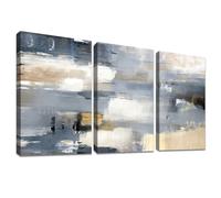 3 Panels Wooden Framed Canvas Wall Art Set Abstract Grey Beige White Painting on Canvas Prints Poster Artworks Pictures for Living Room Bedroom Hallway Stairs Home Office Wall Decor 30x40cm x3pcs